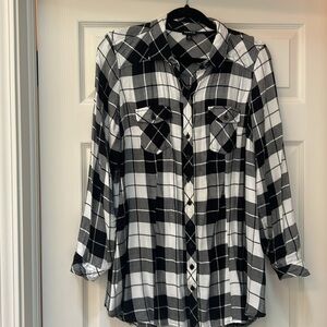Torrid Black and White Plaid Button Down Shirt